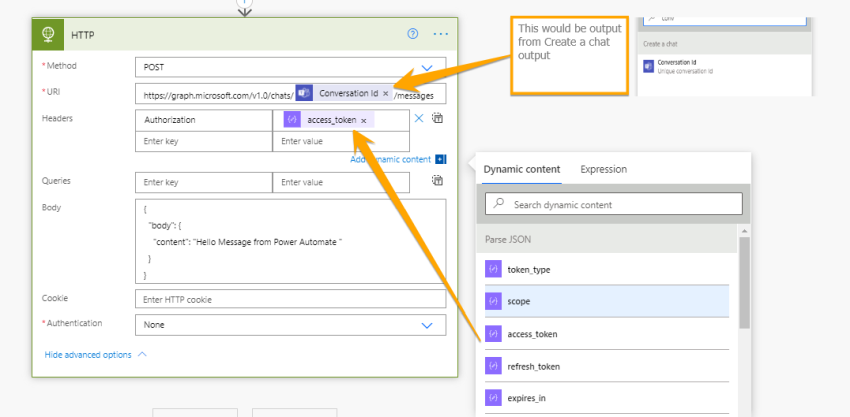 Sending Teams Message to Any User from a Specific User from PowerAutomate